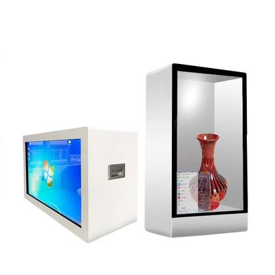 کابینت نمایشگر شفاف LCD 55 اینچی با رزولوشن 1920x1080 و صفحه نمایش لمسی 10 نقطهای