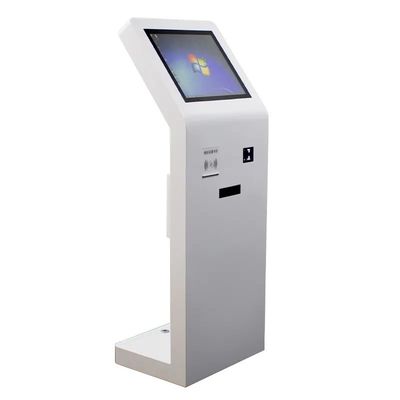 21.5 اینچ کف ایستاده کیوسک صفحه لمسی با خواننده کارت IC و اسکنر کد QR