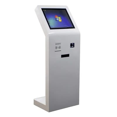 21.5 اینچ کف ایستاده کیوسک صفحه لمسی با خواننده کارت IC و اسکنر کد QR