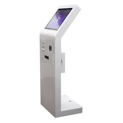 21.5 اینچ کف ایستاده کیوسک صفحه لمسی با خواننده کارت IC و اسکنر کد QR