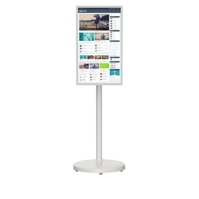 کیوسک دیجیتال صفحه لمسی قابل حمل ۲۴ اینچی با پایه زمینی، اندروید، NFC و صفحه نمایش قابل تنظیم