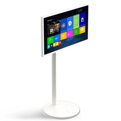 کیوسک دیجیتال صفحه لمسی قابل حمل ۲۴ اینچی با پایه زمینی، اندروید، NFC و صفحه نمایش قابل تنظیم