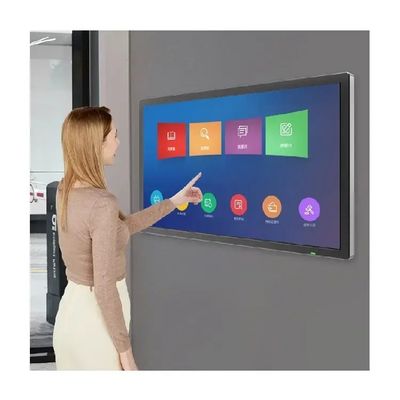 صفحه نمایش لمسی مادون قرمز 50 اینچ نصب شده روی دیوار مانیتور کامپیوتر Ultra Narrow Edge HDMI Port