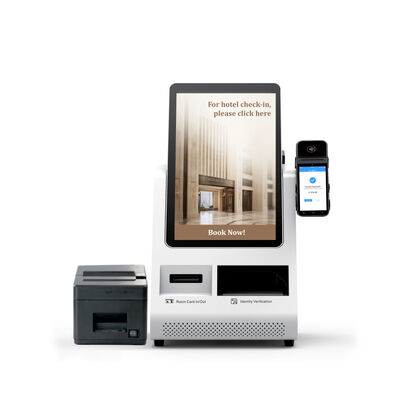Android POS Self Check-in Kiosk with Passport Scanner and Card Dispenser for Hotels