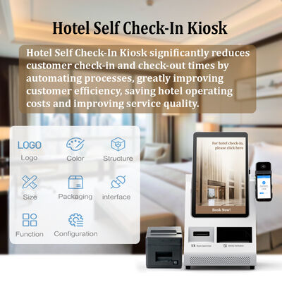 Android POS Self Check-in Kiosk with Passport Scanner and Card Dispenser for Hotels