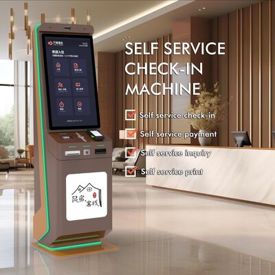 کیوسک سلف سرویس هتل با پرداخت کد QR و صفحه لمسی برای سرویس خودکار ایستاده روی زمین