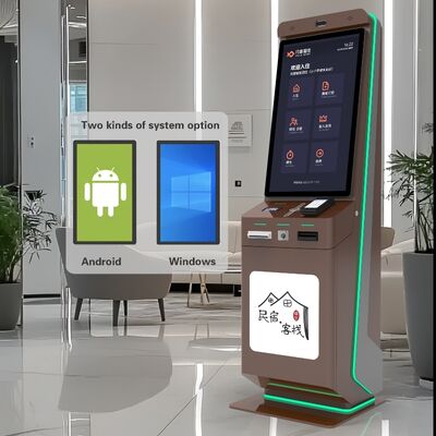 کیوسک سلف سرویس هتل با پرداخت کد QR و صفحه لمسی برای سرویس خودکار ایستاده روی زمین