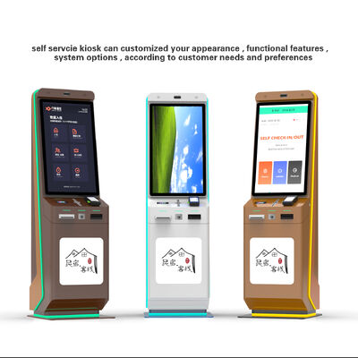 کیوسک سلف سرویس هتل با پرداخت کد QR و صفحه لمسی برای سرویس خودکار ایستاده روی زمین