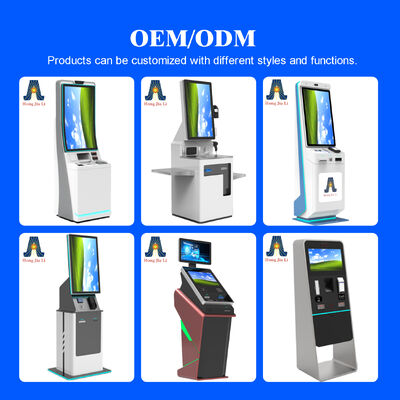 کیوسک سلف سرویس هتل با پرداخت کد QR و صفحه لمسی برای سرویس خودکار ایستاده روی زمین