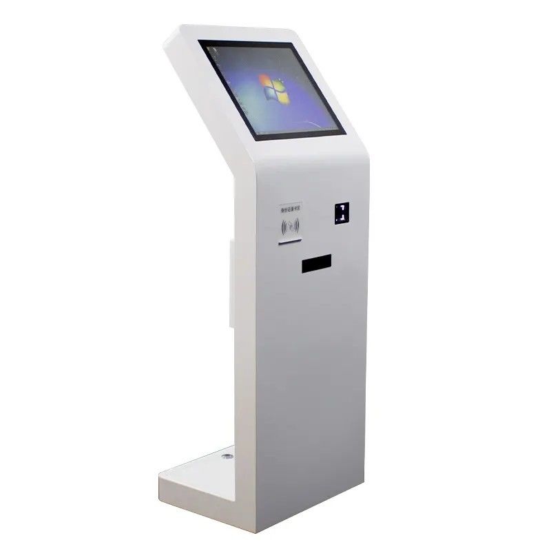 21.5 اینچ کف ایستاده کیوسک صفحه لمسی با خواننده کارت IC و اسکنر کد QR