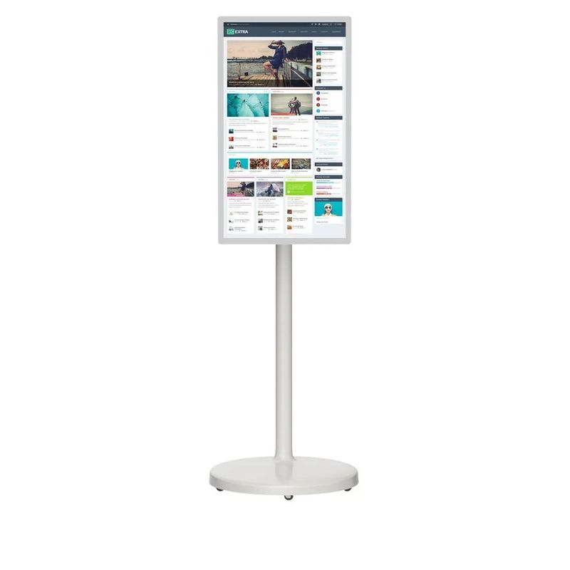 کیوسک دیجیتال صفحه لمسی قابل حمل ۲۴ اینچی با پایه زمینی، اندروید، NFC و صفحه نمایش قابل تنظیم