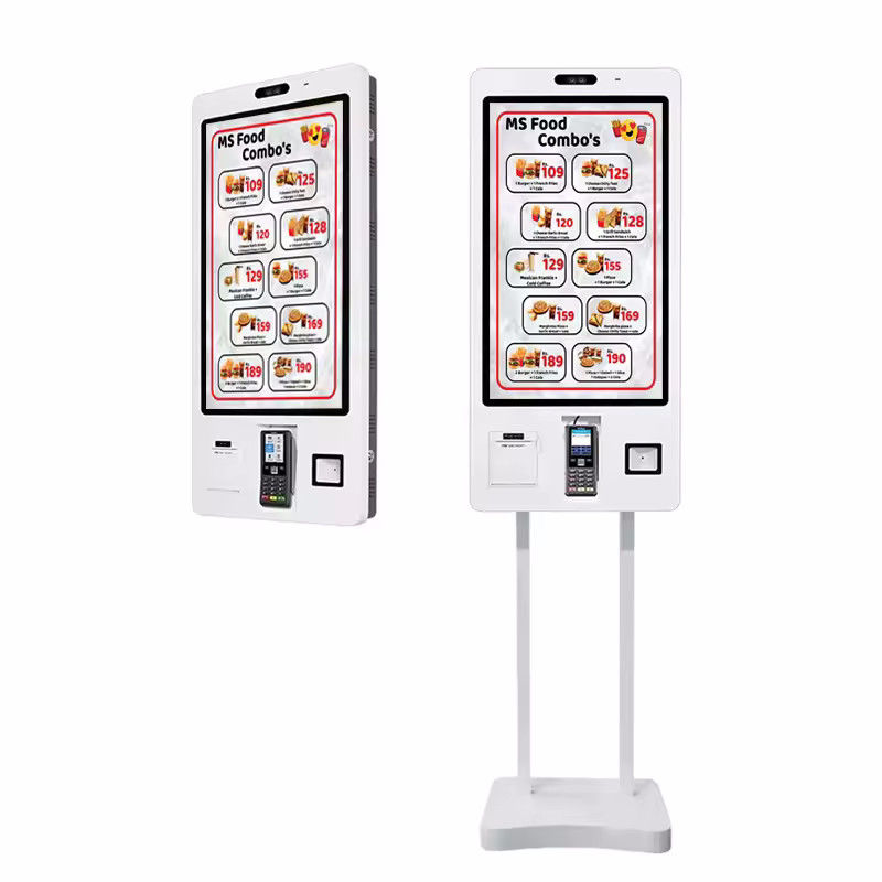 کیوسک سفارش خود بر روی دیوار یا میز با اسکنر 2D / 2D ساخته شده و صفحه LCD 22/24/32 اینچی