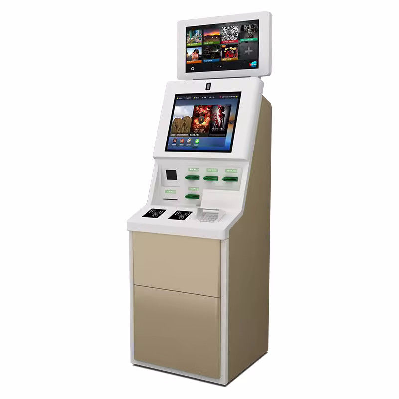 کیوسک چک کردن خود با صفحه لمسی با چراغ های LED سفارشی، سیستم عامل ویندوز 10 و خواننده کارت برای سرویس خود کارآمد